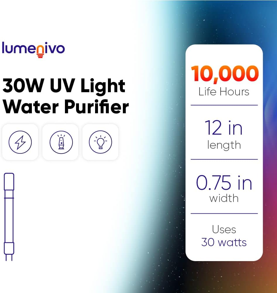 lumenivo 30W UV Light Water Purifier Replacement Lamp for Aquasana Whole House Water Filter System, Sterilight UV Lamp Filter - 1 Pack