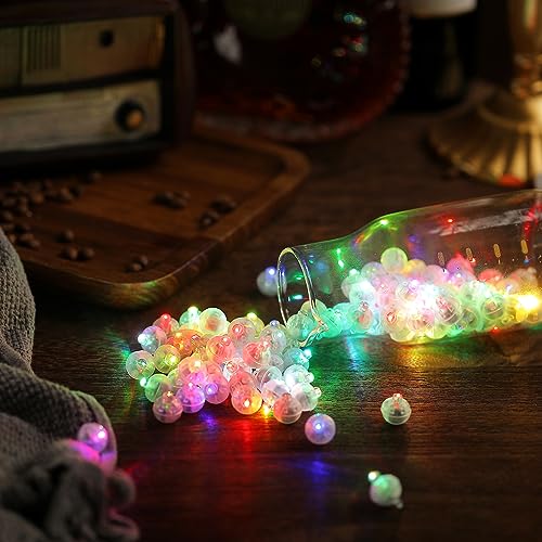 Image of Aogist 200Pcs 10-Colors Balloon Lights with Hook,Long Standby Time,Waterproof Mini Light for Birthday Party Wedding Christmas Halloween Easter Decorative (Steady)