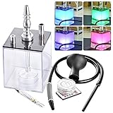 InLoveArts Juego de cachimba, LED Shisha, 2 Cubos de Manguera, Juego Completo de cachimba con Forma única y Control Remoto, Luces LED de Colores, Juego de cachimba Ligero y portátil