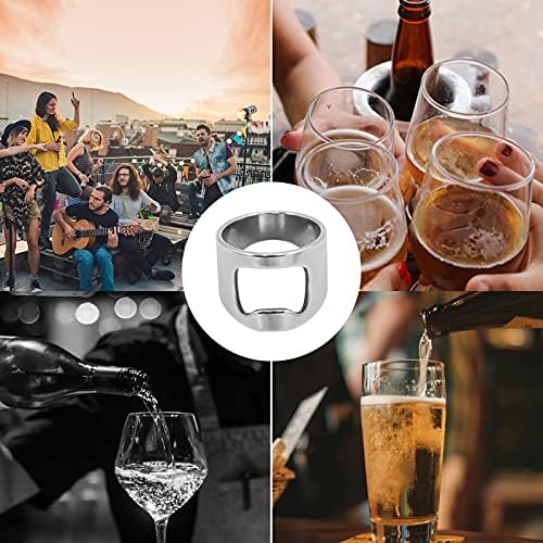 ANOTHEEE 6Pcs Stainless Steel Bottle Opener Rings Beer Bottle Opener Rings Link Shaped Band for Removing The Crown Seal and Cap of Drinks