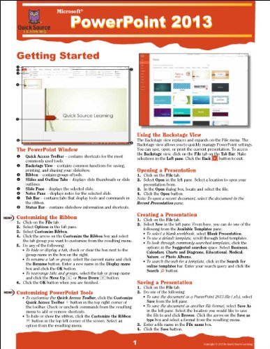 PowerPoint 2013 Quick Source Reference Guide by Quick Source (2013-02 ...