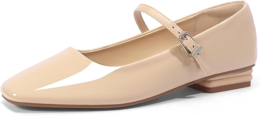 Mary Jane Flats Women, Comfort Square Toe Dressy Slip On Ballet Shoes