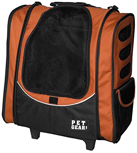 Pet Gear I-GO2 Roller Backpack, Travel Carrier, Car Seat for Cats/Dogs, Mesh Ventilation, Included Tether, Telescoping Handle, Storage Pouch