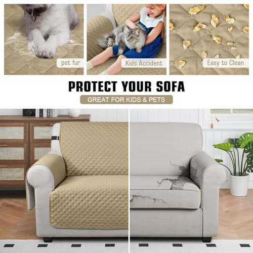 Image of TAOCOCO Sofa Covers 2 Seater,Settee Covers,Non Slip Sofa Covers,Sofa Slipcovers,Pet Couch Covers,Washable Sofa Protectors for Dogs(Sand)