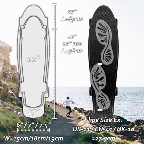 Image of KMX 22 inch & 27 inch Classic Mini Cruiser Skateboard for Kids, Adults | Portable Size,Smooth Bearing,PU Wheel,Aluminum Truck,Mini Cruiser for Boy,Girl,Student,Adult,Beginner,Advanced