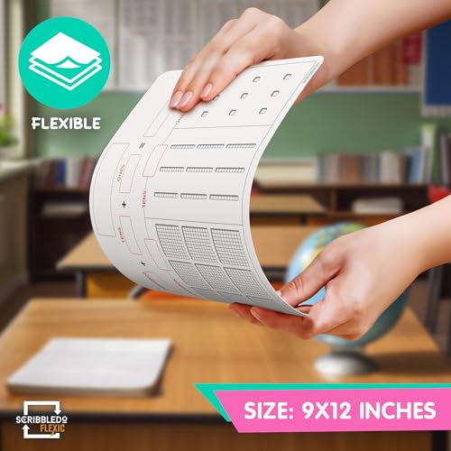 SCRIBBLEDO Base Ten Blocks 9”x12” Small White Board Dry Erase Sheets Math Manipulatives Place Value Number Blocks Math Supplies Teacher Students Classroom Pack of 10 Sheets - Image 6