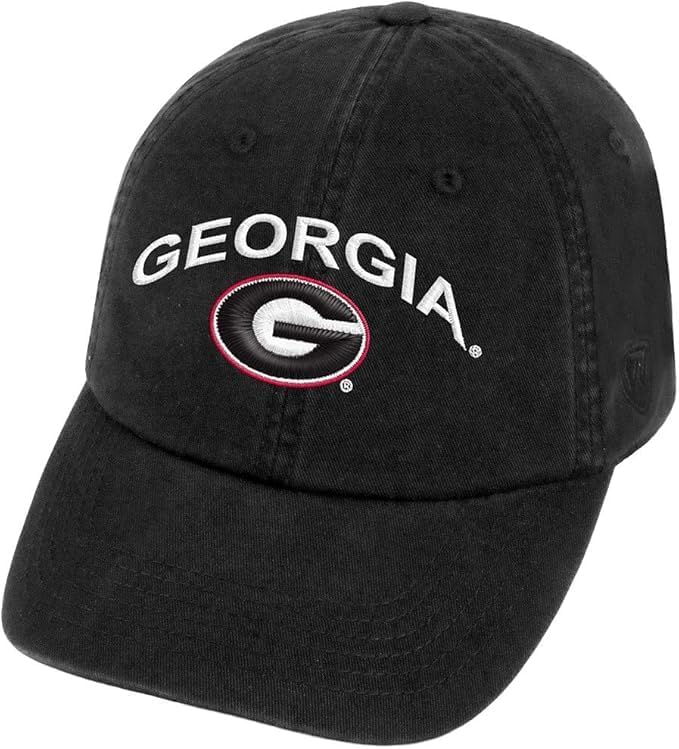 Collegiate Primary Color Team Arch Adjustable Hats (US Alpha One Size Georgia Black)