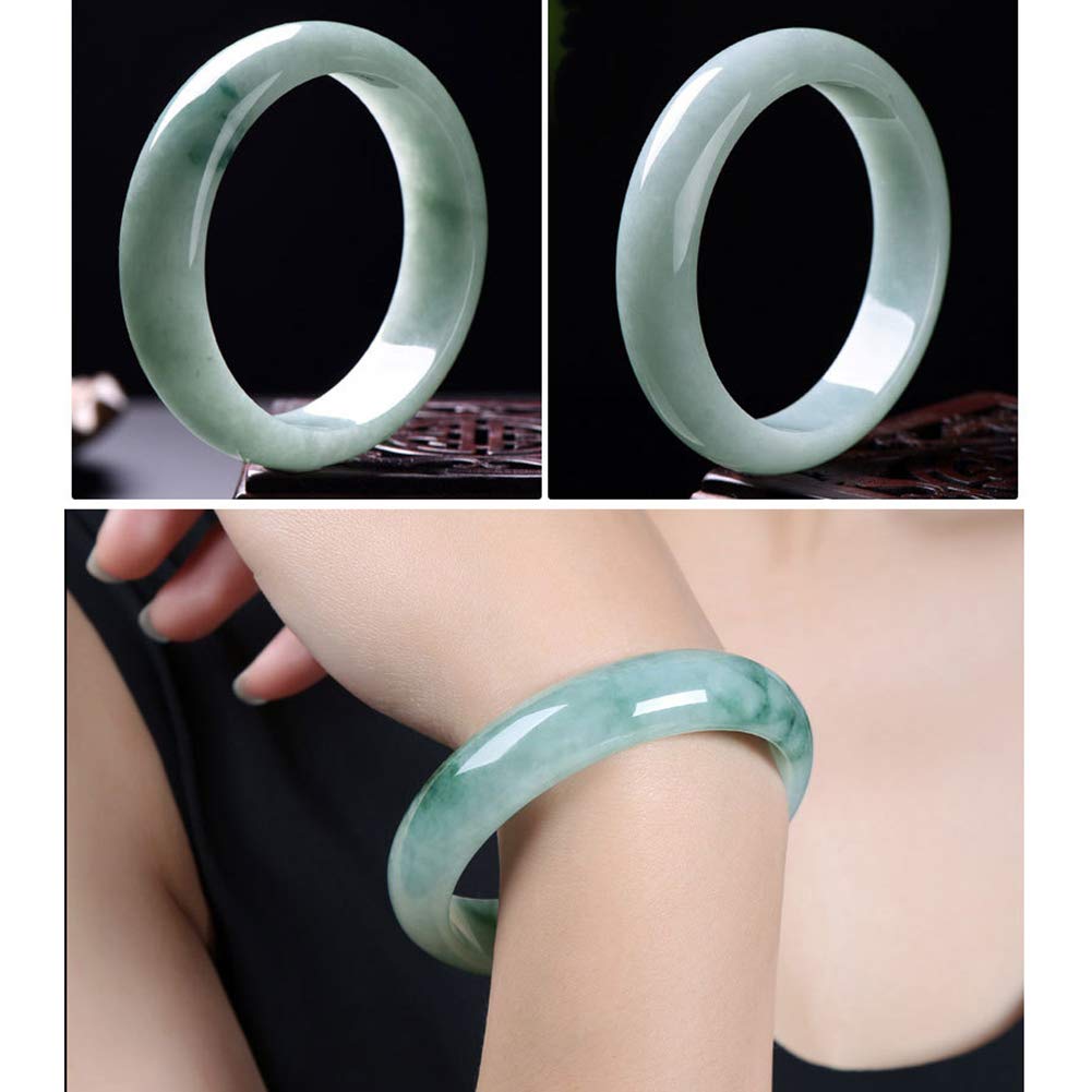 Brazalete de Jade Natural Hecho a Mano Bangle Mujer Charm Fashion Bracelet Jewelry para Abuela Amante Novia,Natural,54-56mm