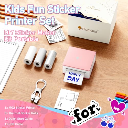 Image of Phomemo Mini Sticker Printer, Inkless Thermal Sticker Printer Maker | Mini Printer Sticker Maker, Mini Impresora Portatil, Sticker Printer Machine, Pocket Label Printer for DIY /Study Notes, Gifts