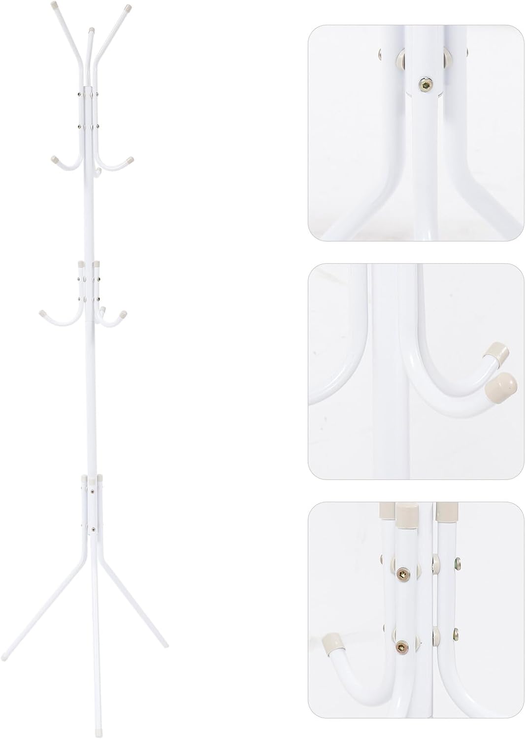 VANZACK Modern Multi-layer Coat Rack with Hooks Sturdy Freestanding Clothes Stand for Home Entryway Bedroom Office Space-saving Tapered Hook Design Prevents Damage White Iron Art Finish