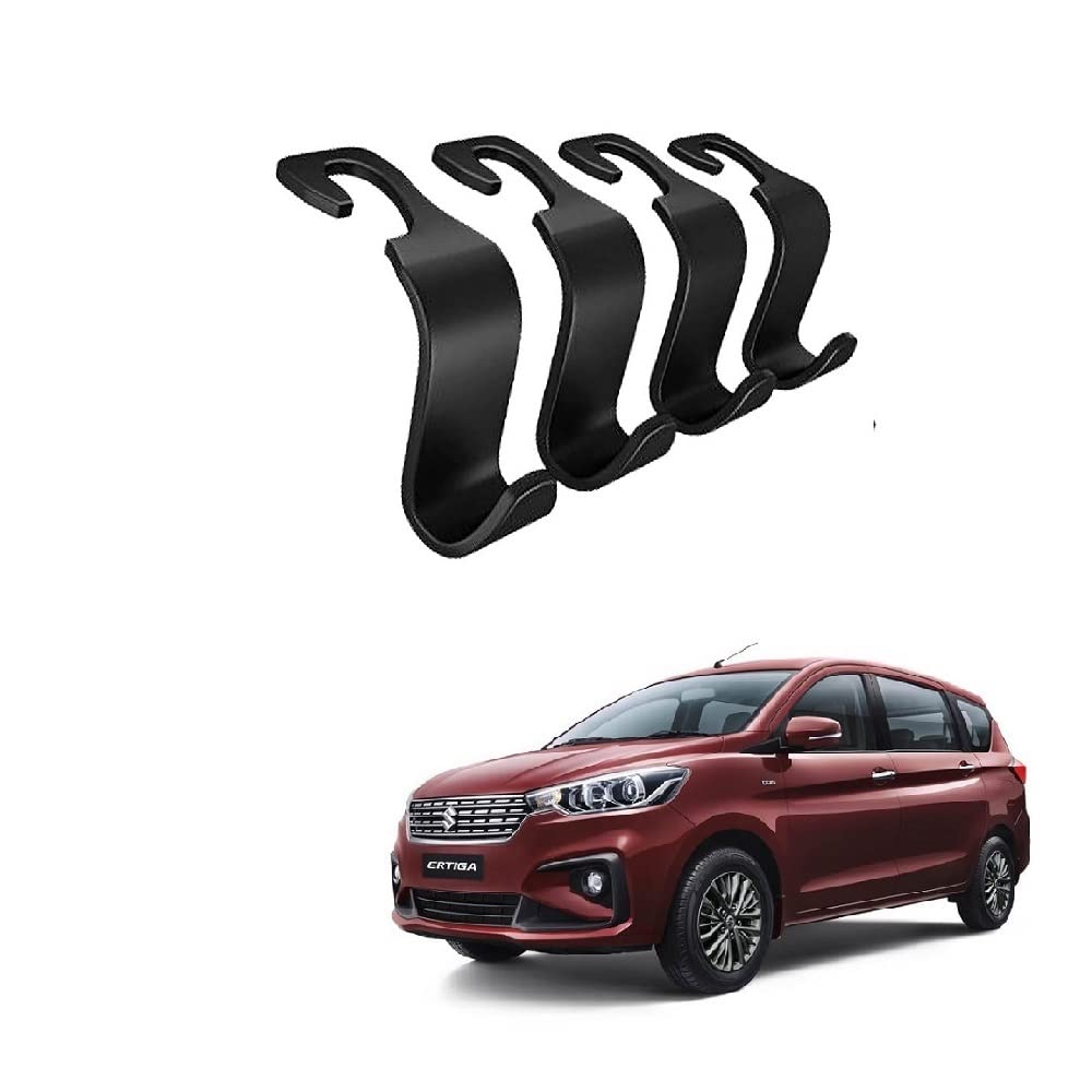Useful Car Compact Size Headrest Back Side Hooks Hanging Hanger Organizer Black Color Elegant Universal Set of 4 pcs Suitable for Maruti Suzuki Ertiga Type-3-picture-10