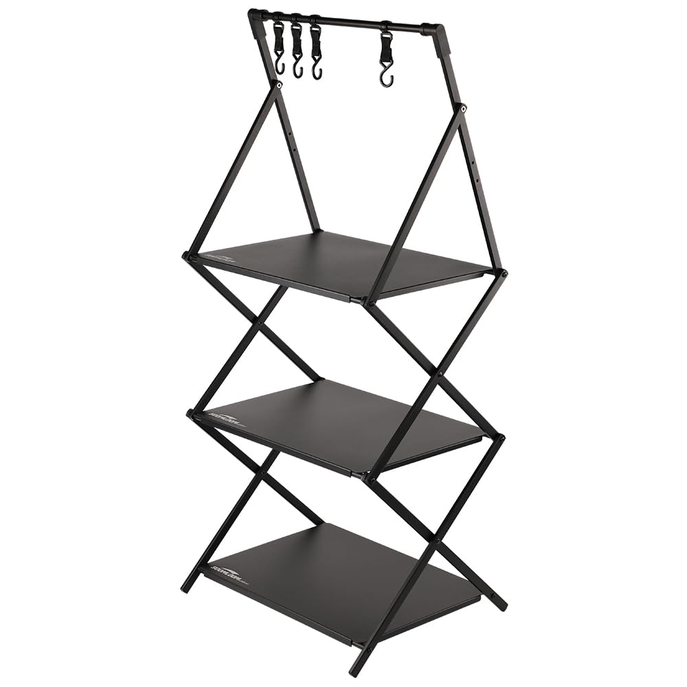 Soomloomフォールディングラック X-FOLD3段キャンプラックアルミニウム合金金属製収納棚省スペース折り畳み式軽量コンパクトポータブルキャンプ物置棚アウトドア/キャンプギア分類整理収納 Amazon.co.jp: Soomloomフォールディングラック X-FOLD3段キャンプ