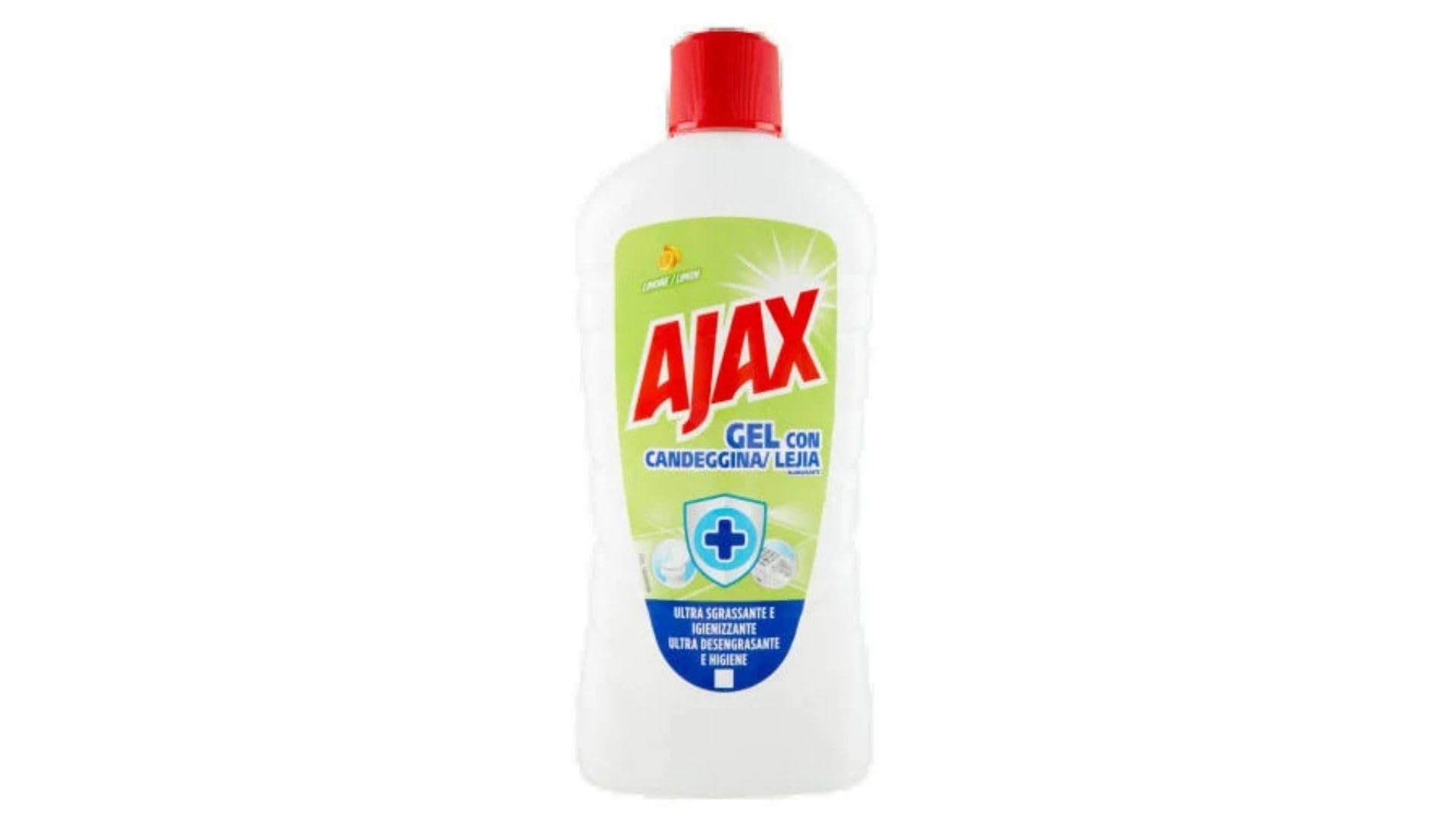 Ajax - 12 gel sbiancante al limone, 950 ml, potente detergente con candeggina per bagno, WC e cucina, fresco profumo di limone, + portachiavi Italy Shop Service gratuito