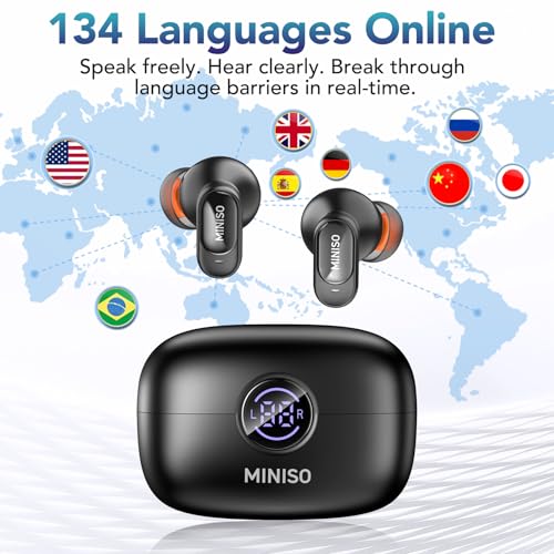 Image of MINISO MS105 AI Translation Earbuds Real Time, Translator Earbuds Support 134 Languages with APP, Bluetooth 6.0 Translator Headphones Compatible with iOS & Android, for Travel Business(Purple)