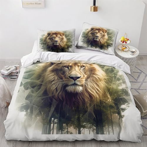 Parure de lit lion 3D en microfibre premium ultra douce 200x200