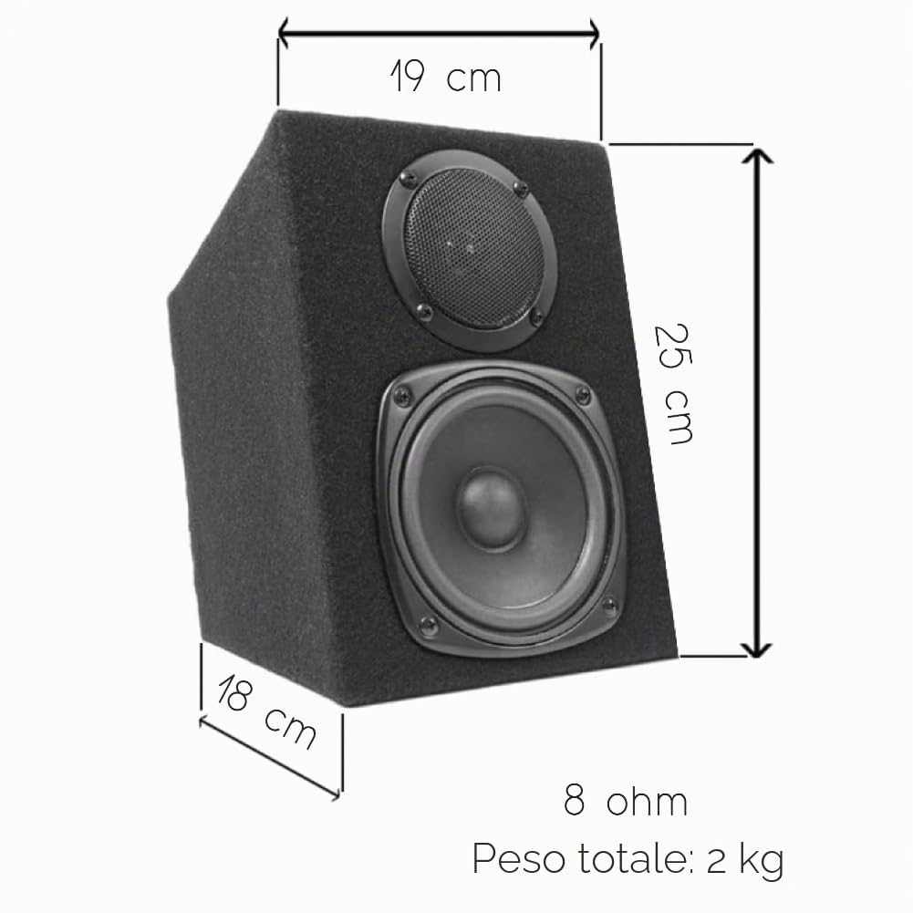 2 FENTON DMS40 170.172 casse acustiche a 2 vie, nere, diffusori hifi, 2 x 30 watt rms e 2 x 100 watt max, impedenza 8 ohm, 90 db spl, per casa, da ascolto, a coppia