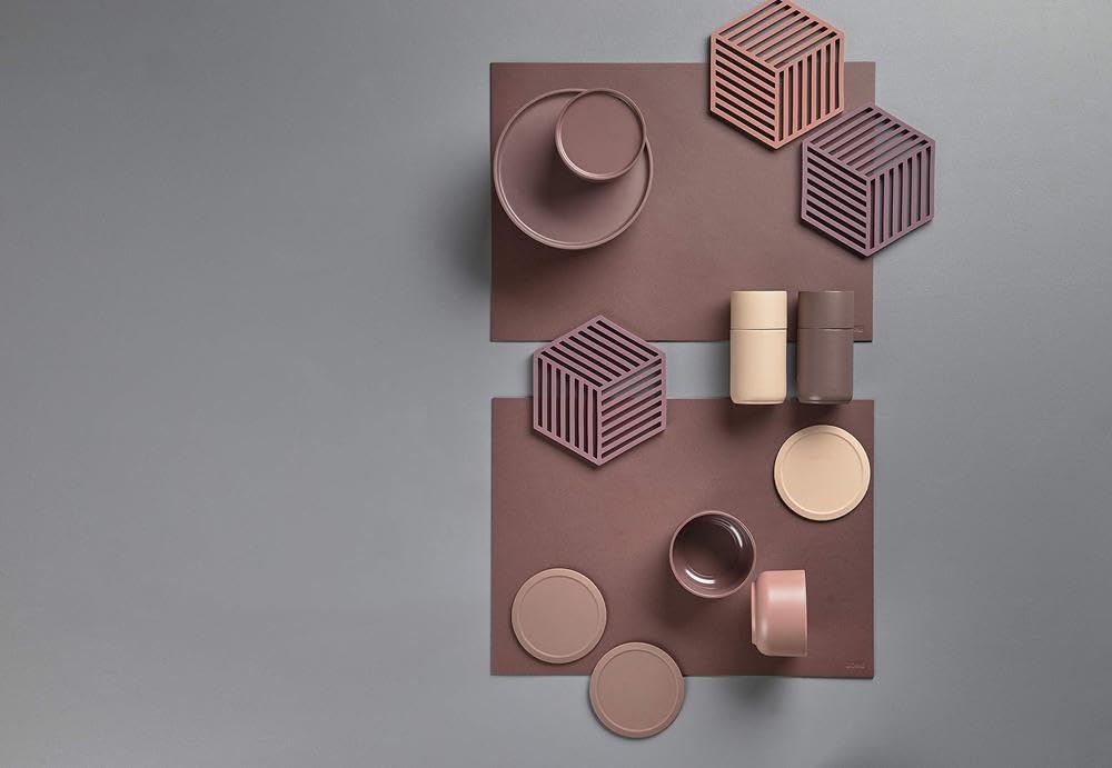 Zone Denmark - Dessous De Plat Hexagon en Silicone - Design GéoméTrique Moderne - Résistant À 250°C - Lave-Vaisselle - Dimensions 16 x 14 x 0,9 cm - Gris Chaud - 4