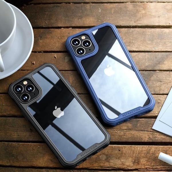 Image of MILLION CASES Back Cover Case for iPhone 12 Mini Shockproof Protective Durable Shockproof Refraction Fiber Transparent Case for Men & Boys(Blue)