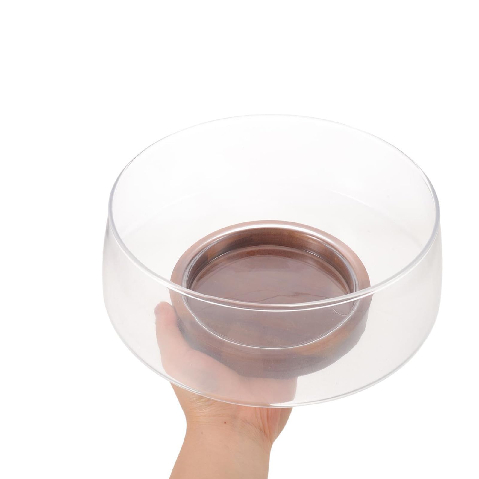 Cabilock Ensaladera de Cristal Transparente de 3,4 L con Base de Madera