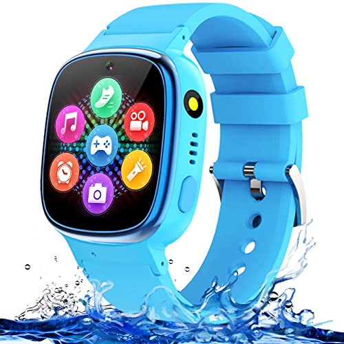 Semloo Waterproof Kids Smart Watch Boys Gifts For 3-12 Year Old Girls Kids Watches With 24 Puzzle Games Hd Touchscreen Video Camera Music Player Pedometer Story Books Flashlight 13 Alarm Clock Learning Toys cover
