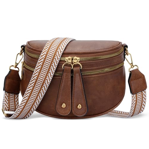 Image of KKXIU Crossbody Sling Bag for Women Trendy Fanny Pack Vegan Leather Chest Bag | Trendy