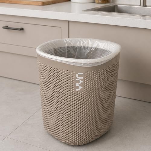 Image of Kriva Plastic Mesh Waste Bin with Airflow Design, Small Round Trash Can for Office Desk, Bedroom, Bathroom & Kitchen Use(1Pc, Taupe Grey color)