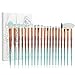 Tenmon 20pcs Unicorn Shiny Gold Diamond Makeup Brush Set with Box Professional Foundation Powder Cream Blush Brush Kits (Green)