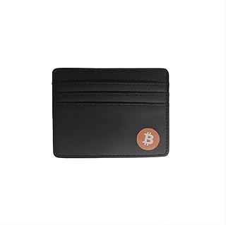 Portafoglio Uomo Slim Minimalista Bitcoin | Porta Carte Uomo Compatto 3 Tasche | Incisione Logo BTC | Sottile Elegante | Idea Regalo Uomo Crypto