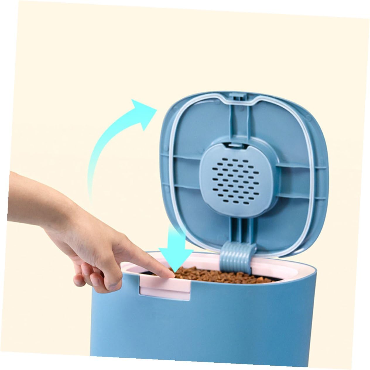 BESPORTBLE Bidone Porta Crocchette per Animali Domestici 11l in Pp Igienico Coperchio Ermetico Blu, Facile da Usare per Conservazione Alimentare Domestica