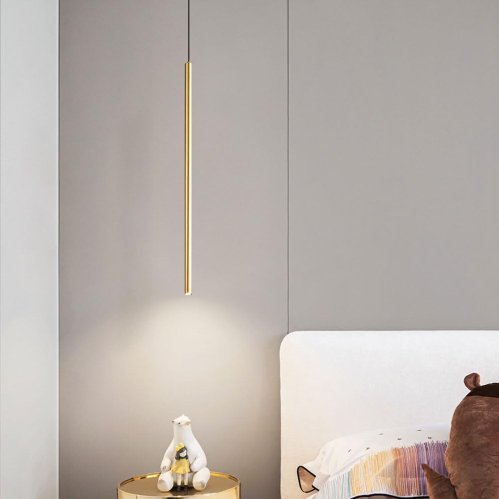 Lampada a Sospensione in Ottone per Ristorante Nordico, lampadario lineare per Studio e Bar, lampade da Comodino semplici e Creative per Camera da Letto, per Ingresso/Isola Cucina/Bar/Ingresso, l