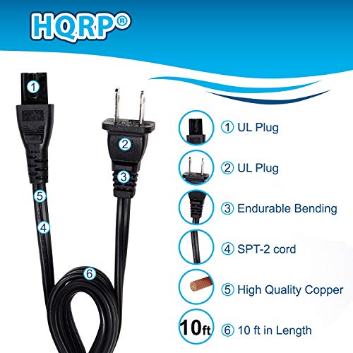 Cable de Poder HQRP, 10 ft compatible con televisores Sharp miniatura 5