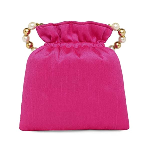 Peora Rose Gold Potli Purse for Women Handmade Evening Handbag Stylish Bridal Fashion Wristlet Bag for Girls - Image 5