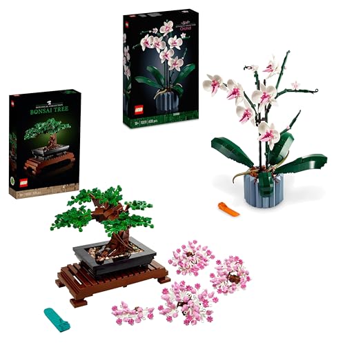 LEGO 10281 Icons Bonsái, Manualidades para Adultos, Decoración para el Hogar DIY & 10311 Orquídeas, Flores Artificales, Decoración Casa, Manualidades para Adultos, Colección Botánica