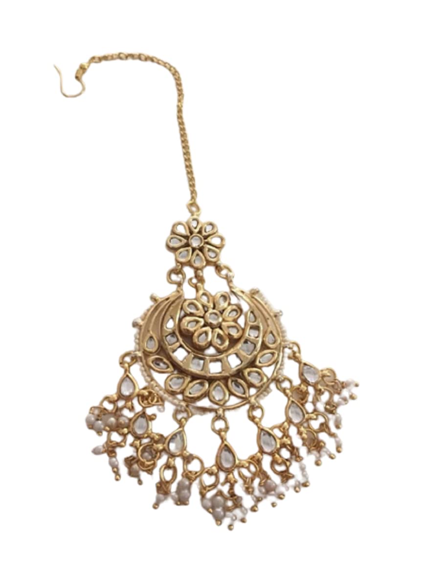 JabellsKundan Tikka TIKKA Mang Tika Shish Tika Bridal Wedding Jewelry Set Head wao Jewelry fo Women, Alloy Steel, Amethyst