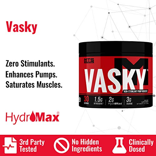 Mts Nutrition Vasky Non-Stimulant Pump Inducer - Muscle Saturating Preworkout - 30 Servings Unflavored #TOP1