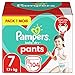 Pampers Couches-Culottes Taille 7 (17+ kg), Baby-Dry, 104 Couches-Culottes Bébé, Pack 1 Mois, Maintien 360° pour Éviter les Fuites, Faciles à Changer