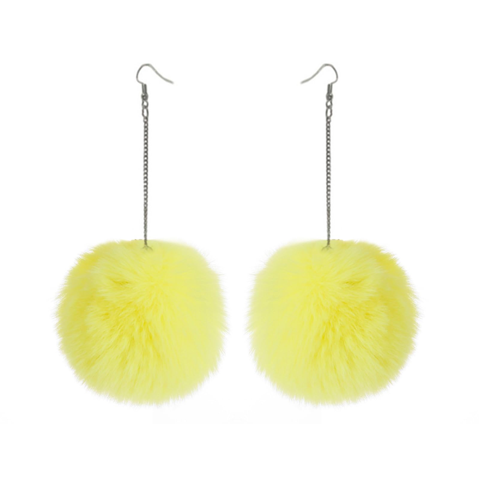 Colorful Pom Pom Earrings, Furry Ball Dangle Earrings for Women Winter Trendy Jewelry