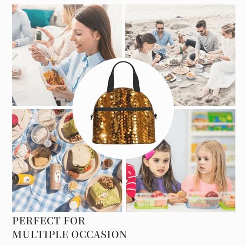 Ousika 346798943 Gold Sequin Sparkle Printed Lunch Bag For Women Men Reusable Insulated Lunch Box Travel Lunch Tote Bag Lunch Container Box Portable Lunchbag thumb #8