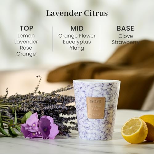 Image of M&SENSE Lavender Citrus Scented Soy Candle, 3 Wick Highly Scented 14.1 Oz 80H, Aromatherapy Scented Candle Gift for Women and Men