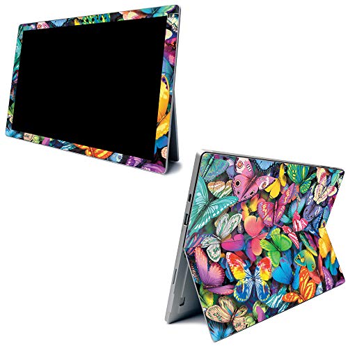 Image of MightySkins Carbon Fiber Skin for Microsoft Surface Pro 7 - Butterfly Party | Textured Carbon Fiber Finish | Easy to Apply, Remove, and Change Styles | Made in The USA