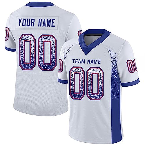 Personalized Football Jersey, Football Shirt, Football Shirts for Women, Football Jerseys for Men, White Royal-Red Drift Fashion Football Jersey, Custom Jersey Football, Football Gifts