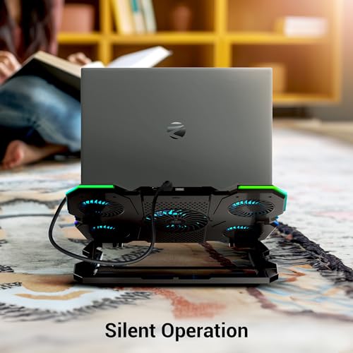 ZEBRONICS NC8000 Laptop Cooling Pad, Upto 17 inch, 5 Fans, 5 Level Adjustable, Speed Control, 10 RGB Modes, USB Port, Mobile Holder - Image 3