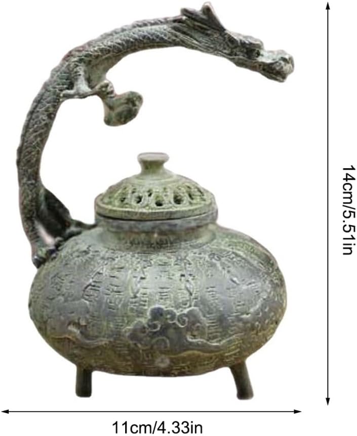 Incense Holder Incense Burner Incense Waterfall Brass Antique Crafts Copper Dragon Incense Burner Incense Burner Ornaments Home Decoration Indoor and Outdoor Backflow Incense Burner