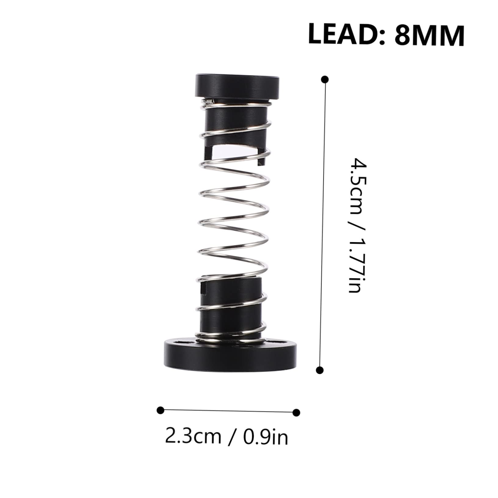 HOMOCONO 2pcs Nut CNC Parts T8 Lead Screw Leadscrew Anti Backlash Spring Accessories for Springs Stainless Pogo Screw Backlash Threaded Rod T8 Screw T8 Spring See Black