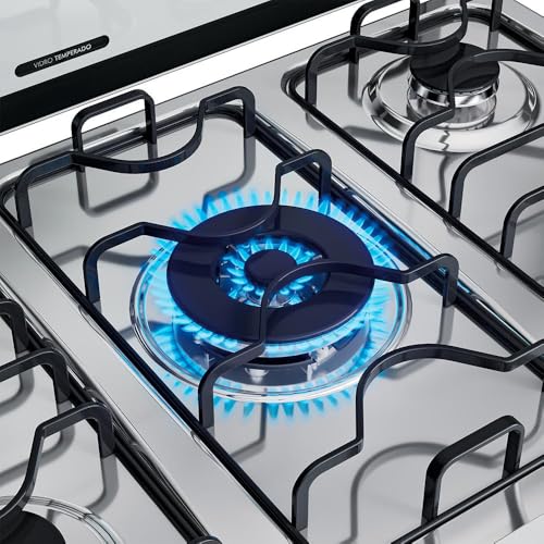 Fogão 5 Bocas Dako Magister Grill Preto com Mesa Inox Bivolt