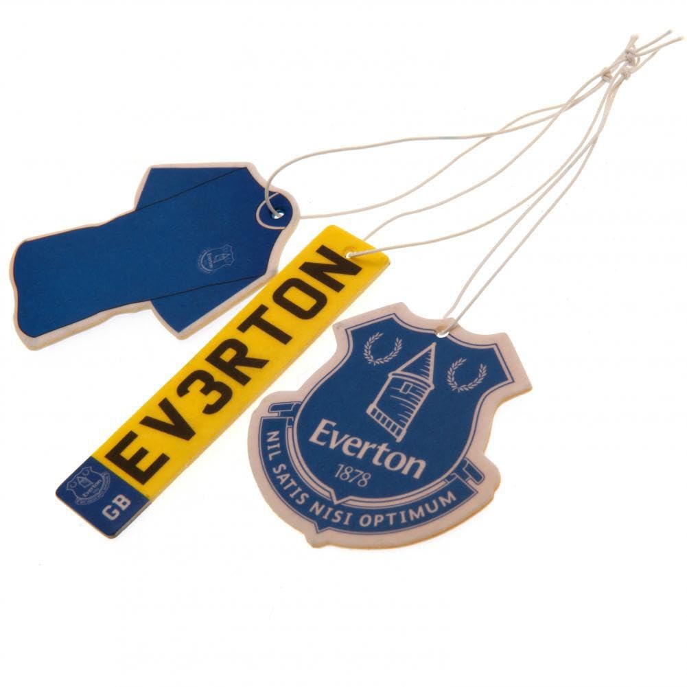Everton Football Club Official Pack of 3 Air Fresheners Car Hanging Crest