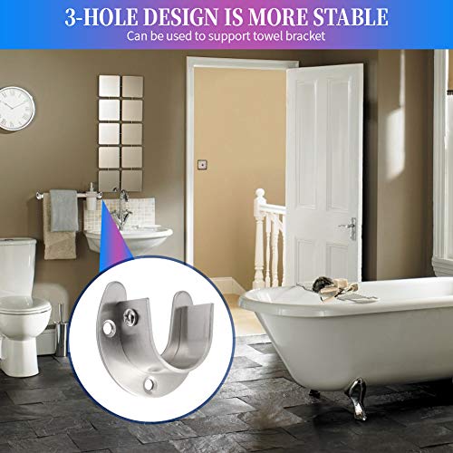 Creatyi Heavy Duty Stainless Steel Closet Rod Brackets Closet Shower Rod Bracket Closet Rod Holders Closet Pole Sockets Closet Rod Supports For 1 1/4 Inch Rod (2 Pcs, Silver) #TOP5