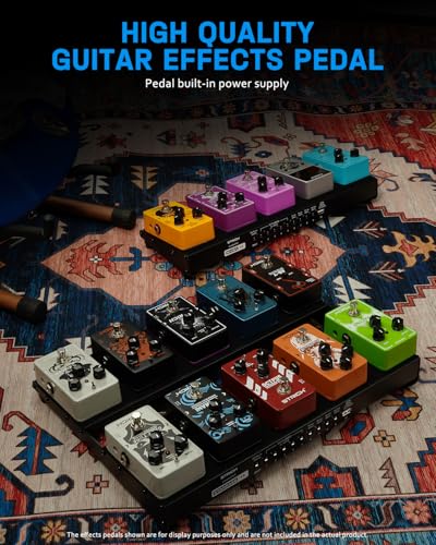 Image of STRICH Guitar Pedalboard with Integrated Power Supply, Small Pedal Board 15 x 5.1 Inch, 1.3 LB, Lightweight Aluminium Alloy, Bag, Velcro Strips PB-M15