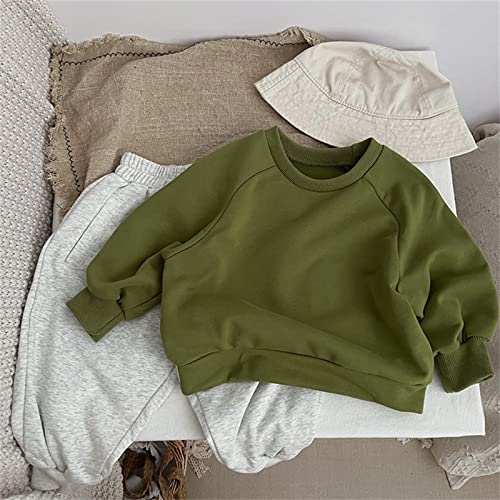 Unisex Sweatshirt Pure Color Crew Neck Pullover Long Sleeve Soft Cotton Casual T-Shirt for Kids (AG, 12-24 Months)4