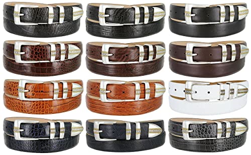 S5825 Genuine Full-Grain Cowhide Leather Designer Dress Golf Belt 1-1/8"(30mm) Wide, Multi-Style Options2